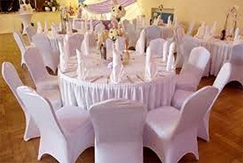 Fundas elásticas de licra para sillas con parte delantera plana, ideales para bodas, banquetes, aniversarios y fiestas, crema, 50PCS