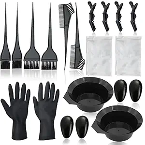 20 Pcs Hair Dye Brush and Bowl Set, Hair Dye Coloring Kit, Hair Coloring Bleaching, Hair Dye Tools for DIY Salon. Hair Tinting Bowl/Dye Brush/Ear Cover/Gloves/Tint Comb