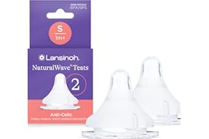 Lansinoh NaturalWave Baby Bottle Teats - Anti-Colic Air Vent - BPA & BPS-Free - Clinically Proven to Reduce Nipple Confusion - Compatible with Lansinoh Bottles (2 Pack, Slow Flow)
