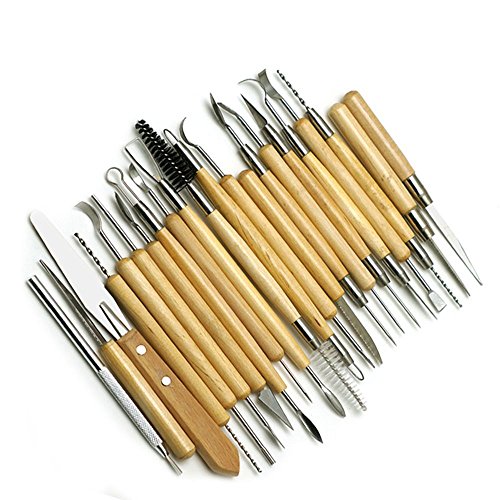 Keramik Werkzeug, Cozyswan Neue 30pcs Tonwaren-Werkzeuge, die Skulptur-Schnitzen-Werkzeug-Satz, vorbildliche Werkzeuge u. Hölzernes Skulptur-Messer für Töpfer / Künstler des Keramiks schnitzen - 4