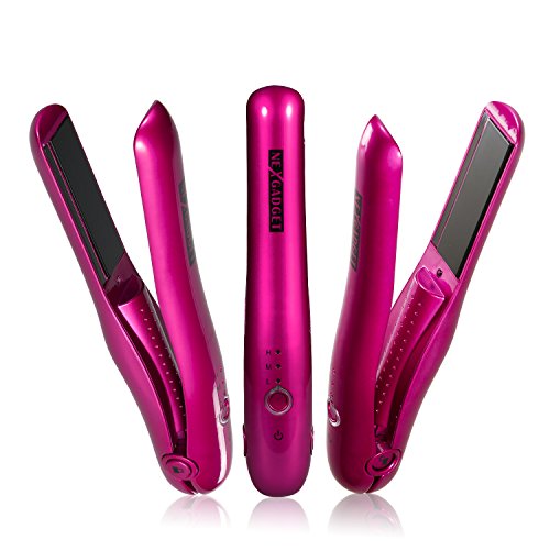 Hair Straightener, NexGadget Rechargeable Mini Cordless Flat Iron Portable Travel Straightener With Power Bank Function(2200mAh/3.7V) For Hair Straightening And USB Devices Charging[2016 Patented Version]