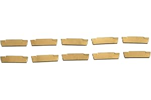EASYBYMALL CNC Lathe Turning Tool, CNC Lathe Groove Tool Holder, CNC Carbide Insert Cutters, Lathe Grooving Cutting Tools Kit, 10 pcs MGMN200 G Gold Carbide Inserts, for Grooving and Parting Off Tools