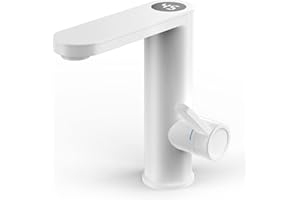 LNXGJJ Riscaldatore Istantaneo Acqua Calda 220V 3200W Rubinetto Elettrico Istantaneo ABS Bianco Rubinetto Elettrico Acqua Calda Istantaneo con LED Display Digitale, per Cucina o Bagno