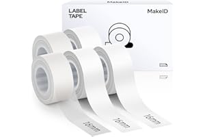 MakeID Nastro per etichette 16mm x 4m Adesivo resistente al calore per adattarsi a Makeid L1 / Q1 / E1, combinazione (2xtrasparente 3xbiancastro)