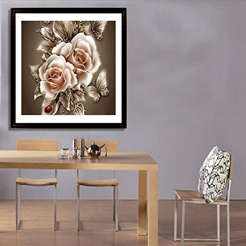 Amazingdeal365 Motiv-alte Modisch Rose 5D DIY Diamond Stickerei Malerei Kreuzstich für Balkon,Terasse,Café,Kinderzimmer,Wohnzimmer, Schlafzimmer, Arbeitszimmer usw. - 2
