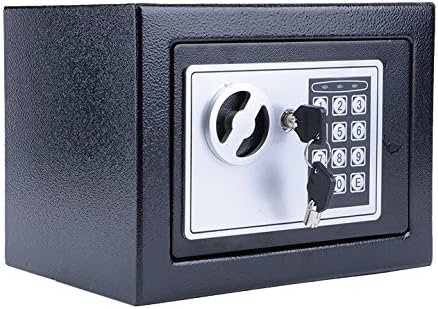 Oliote Digital Electronic Safe Box Steel Security Box Cash Box with Combination Lock and Key for Jewelry, Gun, Cash Valuable, Home or Office Use, Wall or Floor Mounted (Black)