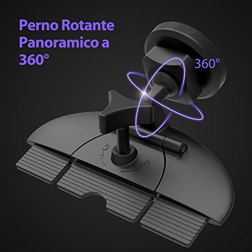 Supporto Auto Smartphone VAVA Supporto Magnetico Universale per il Vano del Lettore CD dellâ€™Auto, Potente Magnete Integrato, Perno Rotante a 360Â°, Compatibile con la Maggior Parte degli Smartphone, dallâ€™iPhone 5S allâ€™iPhone 7 Plus, Samsung Galaxy S6, S7 e S8