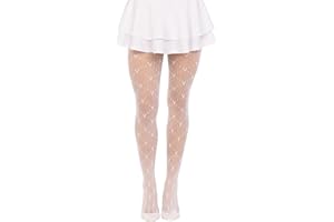 Simply Joshimo Women's Patterned Fishnet Fashion Tights - Love Heart Valentine's Pattern - Black, Red or White