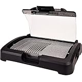 Syntrox Germany TG-2200W elektrischer Tischgrill mit Keramik Grillplatte Elektrogrill BBQ Grill Barbecue mit Glasdeckel