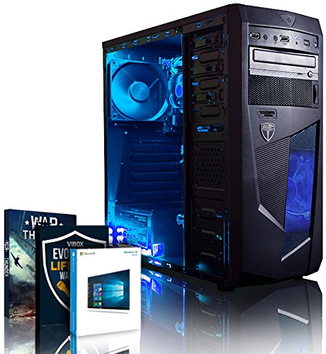 VIBOX Vision 2SXLW Gaming PC - 3,9GHz AMD A4 Dual-Core APU, Desktop Gamer Computer mit Spielgutschein, Windows 10, Blau Innenbeleuchtung, lebenslange Garantie* (3,7GHz (3,9GHz Turbo) superschneller AMD A4-6300 Dual-Core-APU / CPU-Prozessor, 32GB DDR3 1600MHz RAM, 2TB (2000GB) SATA III 7200rpm Festplatte, 400W 85+ Netzteil, AVP Mamba Micro-ATX Gaming Gehäuse, Asrock FM2A88M PRO3+ Mainboard, Blau Fan)