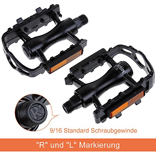 Lictin Fahrradpedale Mountainbike Pedale Pedale aus einer Aluminiumlegierung mit hochwertiger Lagerung Anti-Rutschpedal Trekking Pedale (ein Paar) für Mountainbike, Rennrad, Stadtrad u.a. schwarz, 9/16 - 4