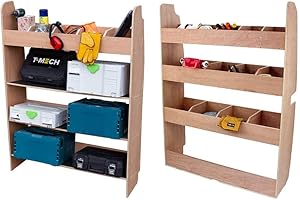 MONSTER SHOP Étagère pour van avec tapis caoutchoutés sur étagères en contreplaqué 12 mm d'épaisseur - Boîte à outils, porte-objets pour camionnette, camping-car