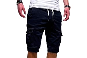 Tomwell Short Homme Sports Cargo Été Pantalons Courts Grande Taille Outdoor Shorts de Sport Casual Lâche Bermudas avec Poches Pantalon de Jogging Fitness Gym