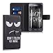 Produktbild kwmobile Hülle für Samsung Galaxy J5 (2015) - Wallet Case Handy Schutzhülle Kunstleder - Handycover Klapphülle mit Kartenfach und Ständer Don't touch my Phone Design Weiß Schwarz
