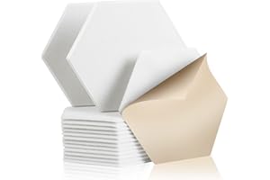Rdutuok 12 Piezas Paneles Acusticos Autoadhesivos 30 x 26 x 1cm Hexagonales Panel Acustico Adhesivo Insonorizacion Acustica Panel para Oficina, Estudio de Grabación, Gaming, Podcasting(Blanco)