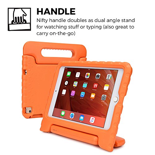 iPad Mini 4 hülle fur kinder, COOPER DYNAMO Beanspruchbare, strapazeirfähige, robuste, gepolsterte Hartschalenhülle mit integriertem Griff, Standfunktion & durchsichtigem Displaysschutz (Orange) - 5