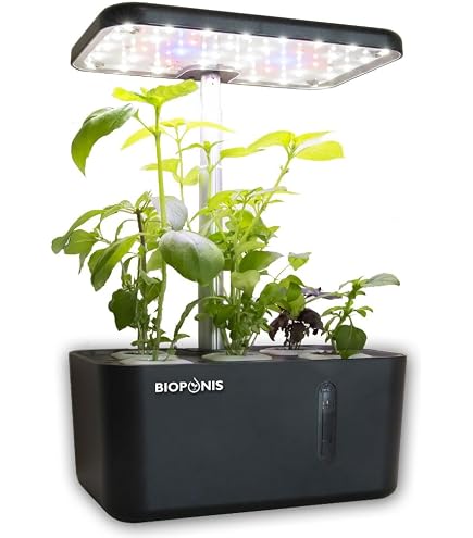 Potager Intérieur Hydroponique Bioponis Bamboo - 8 Places Culture Aromatiques Avec Éclairage LED Intégré