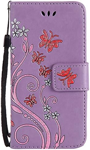 XFAY 435 PU Leather Flip Protective Cover Case for Apple iPhone 5/5s/SE 4.0 Inch, Flowers, Butterfly, Colorful Pattern PU Leather Case with Soft Inner Silicone Back Holder Magnetic Closure with Stand Folio Protective Cover for iPhone5 iPhone5s iPhone SE-8