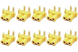 SPARKHOBBY 10 pièces / 5 Paires xt30pw mâle Femelle connecteur Carte PCB 2mm Banane tête dorée Angle Droit connecteur Horizontal pour modèle rc (10PCS XT30PW-F)