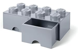 ‎ROOM COPENHAGEN LEGO Brick Drawer 8 Knobs, 2 Drawers, Stackable Storage Box, 9.4 L, Grey, 194 - M. Stone Grey