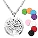 Aromatherapie Ätherisch Öl Diffusor Halskette Duftstofflocket Aroma Anhänger Baum Medaillon Locket Schmuck Edelstahl Damen Kette mit 8 farbig Filzkreisen Geschenk Box