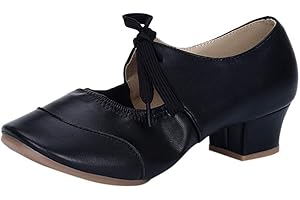 LCPDDAJLSPIG Scarpe da Ballo Donna Heels Dance Heels Dance Shoes con Lacci Allenamento Scarpe Ballo Latino Americano Basso Pratica Scarpe Chiuse Tacchi Tip Tap Scarpe Tacco Liscio Scarpe Danza Jazz