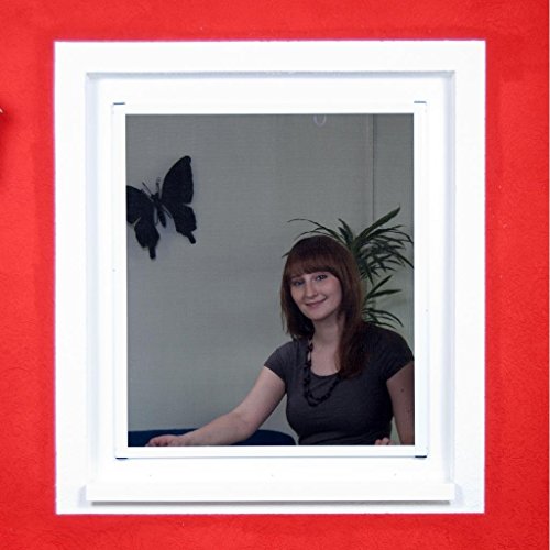 Premium Slim Fliegengitter für Fenster als Alubausatz mit Fiberglasgewebe – Profi Insektenschutz – 130 cm x 150 cm weiß - 7