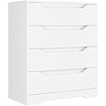 HOCSOK Chest of Drawers, Wooden Bedroom Cabinet with 4 Drawers, Storage Dresser for Bedroom, Living room, 69x39x82 cm (White)