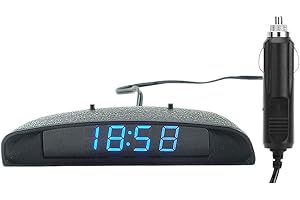 PolarLander 12V 3 In 1 Digital LED Auto Uhr Thermometer Voltmeter Spannung Temperatur Monitor
