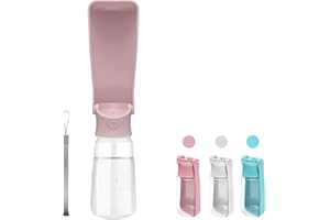 PETCOOZ Hundetrinkflasche 550ml Faltbare Wasserflasche Hunde, Tragbare Trinkflasche Hunde für Unterwegs, Wassernapf für Haustier Auslaufsicher Wasserspender Hunde zum Wandern, Reisen und Campen, Rosa