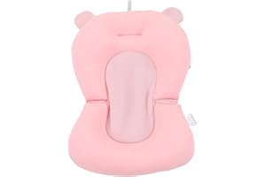 EIMSOAH Floating Baby Bath Seat Cushion, Newborn Tub Supporter with Safety Belts Adjustable Foldable, Baby Bath Seat Cushion, 3 Snap Safety Belts for Infant Newborn (Pink Bear)