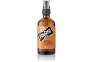 Proraso | Huile à barbe Wood & Spice (flacon-pompe de 100 ml) – Huile pour barbe adoucissante et protectrice pour barbes longues et hirsutes – Fabriquée en Italie