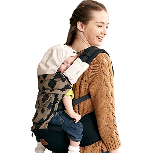 Bebamour Comfort Wrap Toddler Baby Sling Carrier with Hood for Newborn 4 in 1 (brown)