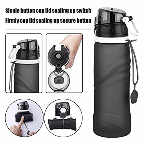OUTERDO 750ML Faltbare Wasserflasche Sportflasche Trinkflasche BPA Frei, FDA GeprüftFür Outdoor Sports, Radfahren, Reisen, Wandern, Camping - 6