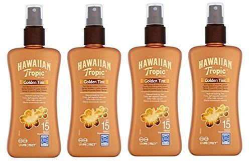 Preisvergleich Produktbild Hawaiian Tropic GOLDEN Tönung Sun Spray Lotion SPF15 200ml (4er Packung)