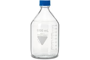 RASOTHERM laboratorieflaskor, (Boro 3.3), GL45, blå skruvlock, 5000 ml