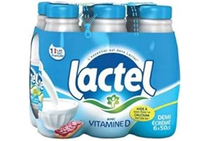 Lait Lactel Vitamine D demi-écrémé 50cl (lot de