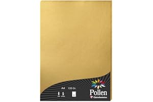 Clairefontaine 4200C - Étui de 50 Feuilles - Format A4 (21x29,7cm) - 120g/m² - Coloris Or - Papier d'Invitation Evènements et Correspondance - Gamme Pollen - Papier Premium Lisse