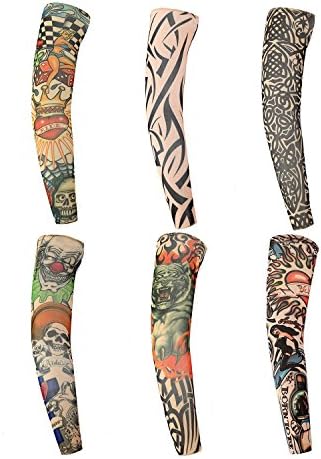 Xuanang 6pcs Skirt Fake Tattoo Sleeves arms / Legs Stockings Stretch Temporary Dress Costume-Fancy Dress Stocking