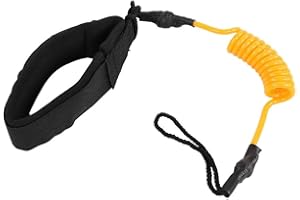 KEENSO Keen so 112cm Stand Up Paddle Board Coiled Spring Leg Foot Corde, PU Surf Leash pour Planche de Surf (Jaune/Orange)