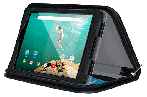 rooCASE Google Nexus 9 Case – Executive Portfolio Nexus 9 8.9 inch Genuine Leather Case Smart Cover with Auto Sleep/Wake for Google Nexus 9 Tablet (8.9-inch) schwarz Google Nexus 9 Tablet - 4