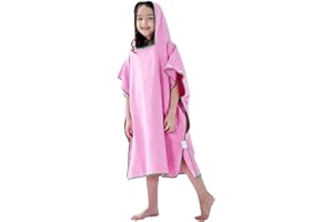 jooeer Surf Poncho Towel for Kids Microfibre Hooded Changing Beach Towel Dress for Boys Girls Pool Swimming Camping Travelling Bathing, Quick Dry, Lightweight
