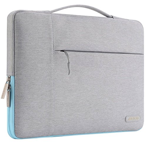MOSISO Polyester Gewebe Multifunktionshülsen Aktenkoffer Handtaschen Kasten Abdeckung für 14 Zoll Notebook Computer Ultrabook, Grau & Heiß Blau