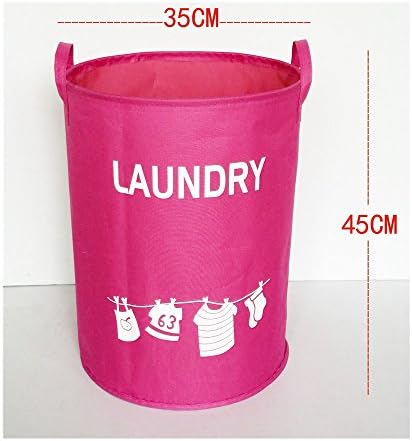Saint Kaiko Large Capacity Oxford Laundry Hamper Foldable with Lid Laundry Basket Laundry Bin Round Storage Basket Toy Organiser for Nursery Toys Clothing (Pink)