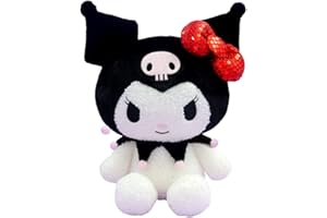 FYDZBSL Kuromi Plüschtier Kuscheltier Kuromi Plüschtier Spielzeug Kurzem Plüsch Stoff und PP-Baumwollfüller,Weich Cartoon Puppe Stuffed Gift for Children Girls Boys 22cm(schwarz)