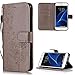Produktbild FNBK Samsung Galaxy S7 Edge Hülle Leder Grau Löwenzahn Blumen Handyhülle Holster Leder Flip Wallet Cover Tasche Stand Case Card Slot Magnetverschluß Kratzfestes Schutzhülle