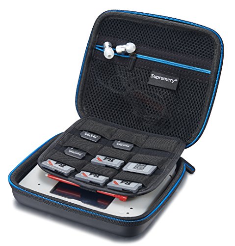 Preisvergleich Produktbild Supremery Nintendo 2DS Case Hülle mit Netztasche, Reißverschluss und Karabinerhaken - Wasserabweisend in Blau / Schwarz