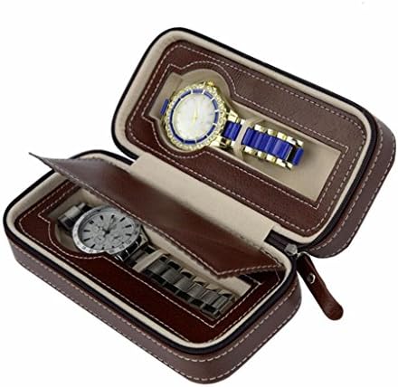 PiaWatch Watch Jewellery Display Storage Travel Box Case Organiser Faux Leather Mens Womens Ladies Accommodate 2 Watches , Brown