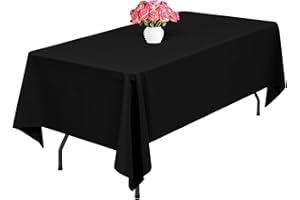 Lumaycens 1 Pack Black Polyester Tablecloths,60 x 102 Inch for 6ft Rectangle Table Cloth Washable and Reusable Stain and Wrinkle Resistant for Wedding Party Banquet Camping Restaurant Decoration