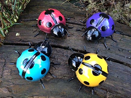 SET OF FOUR COLOURFUL LADYBIRDS WALL ART FOR HOME/GARDEN